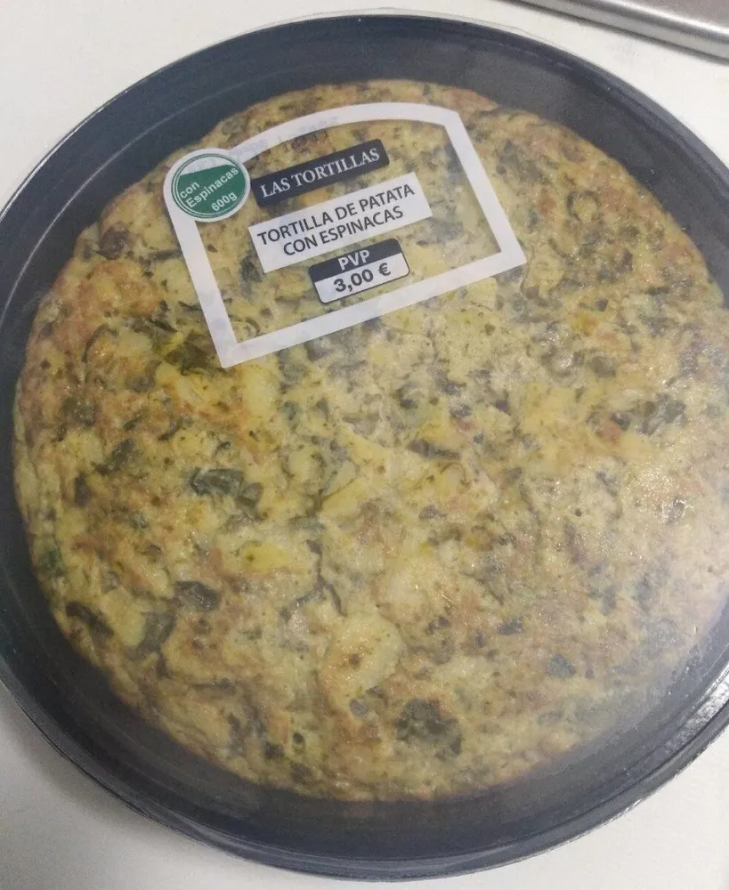 Tortilla de patatas con espinacas.