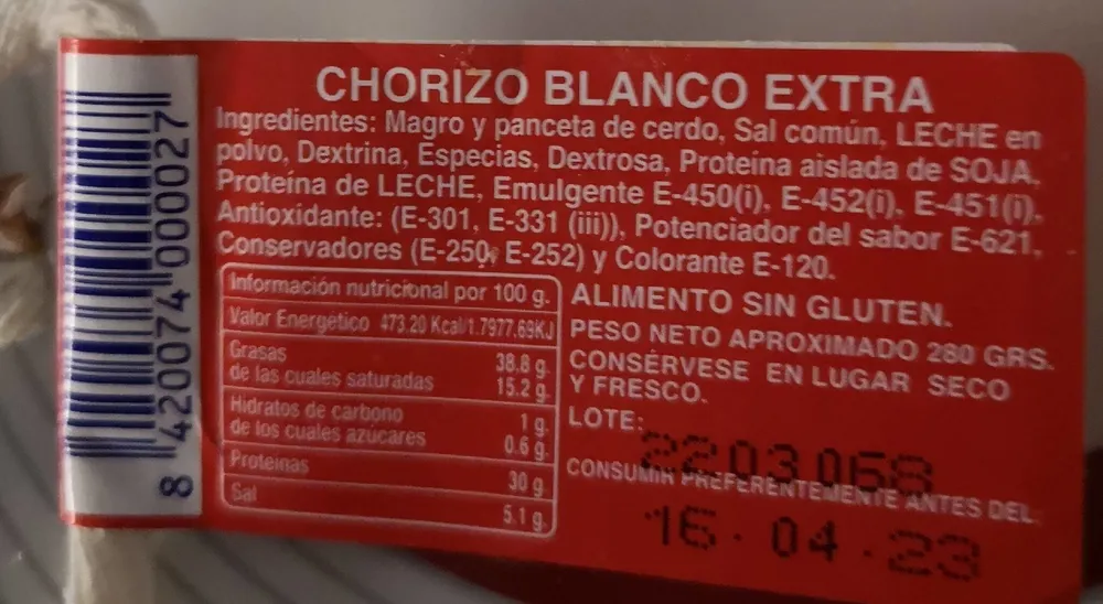 Chorizo Blanco Extra