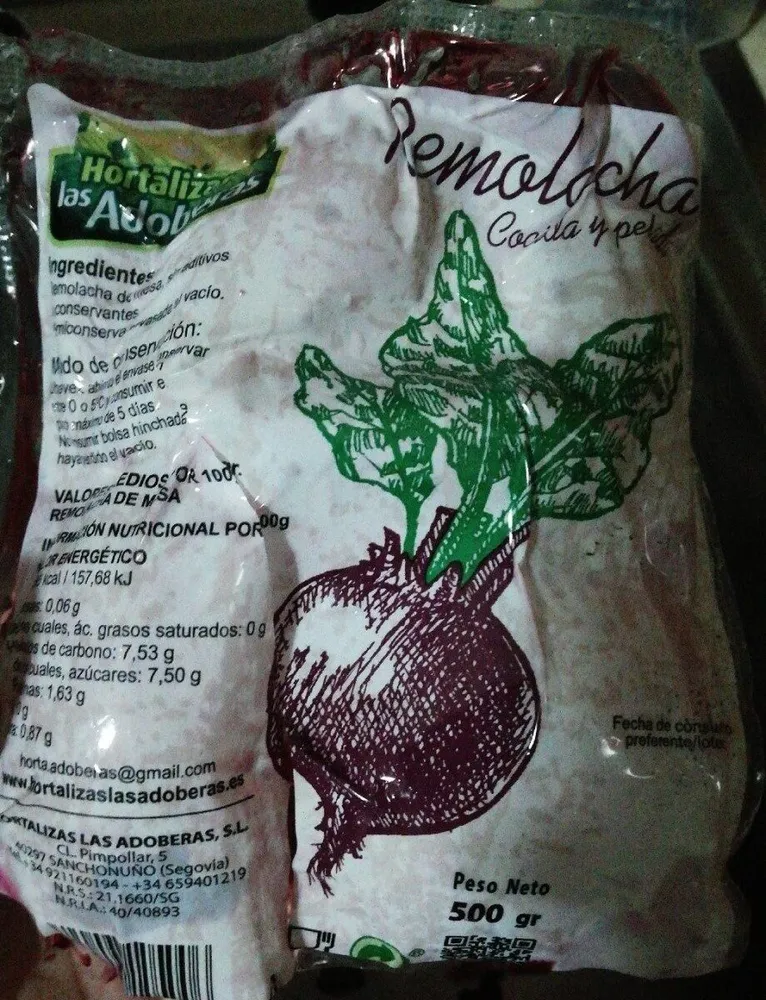 Remolacha cocida y pelada