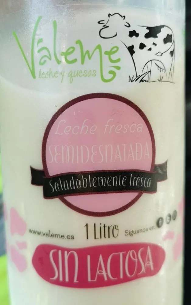 Leche fresca semidesnatada sin lactosa