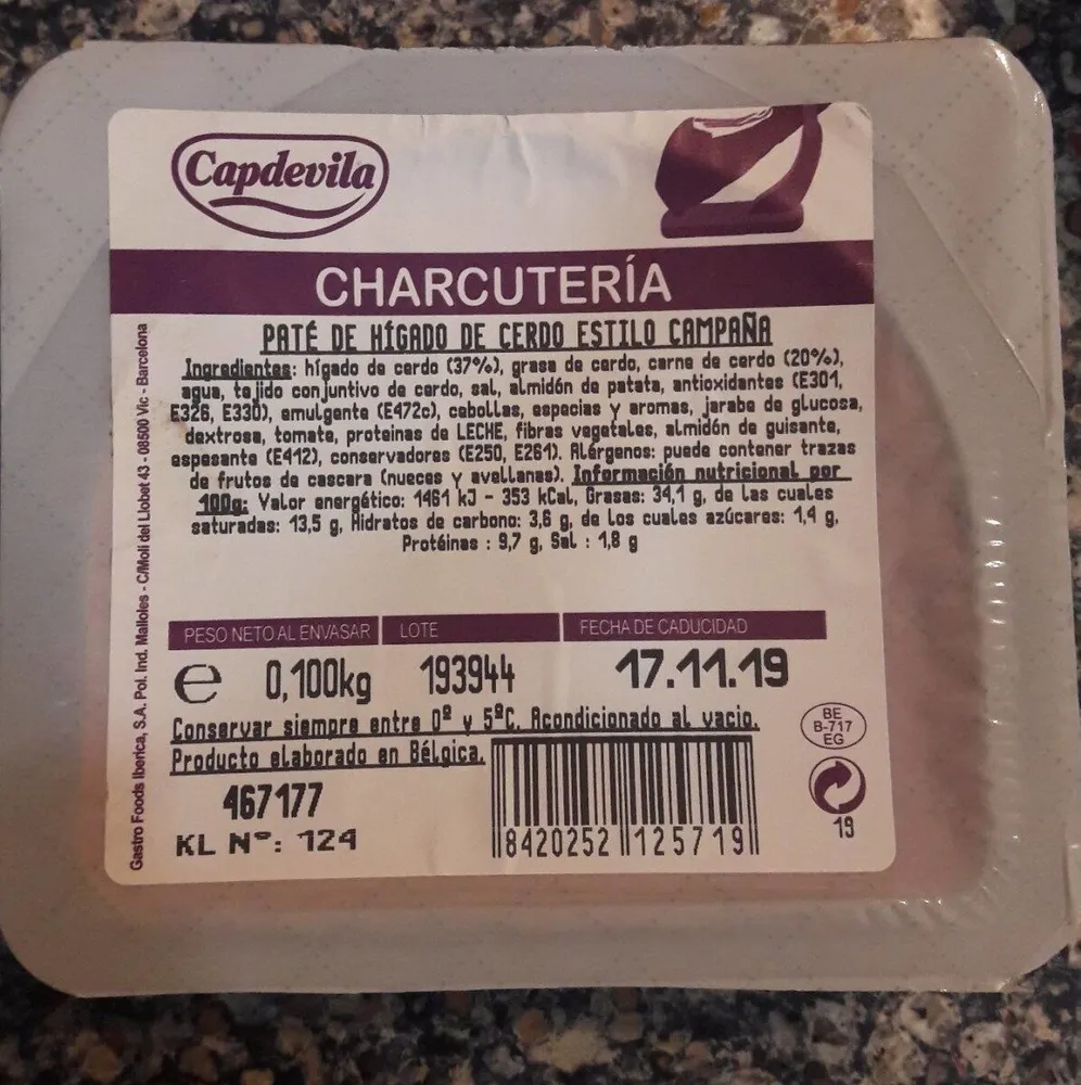 Paté de hígado de cerdo estilo campaña