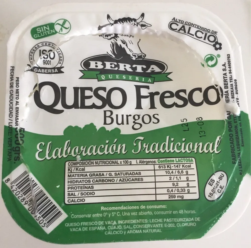 Queso fresco Burgos