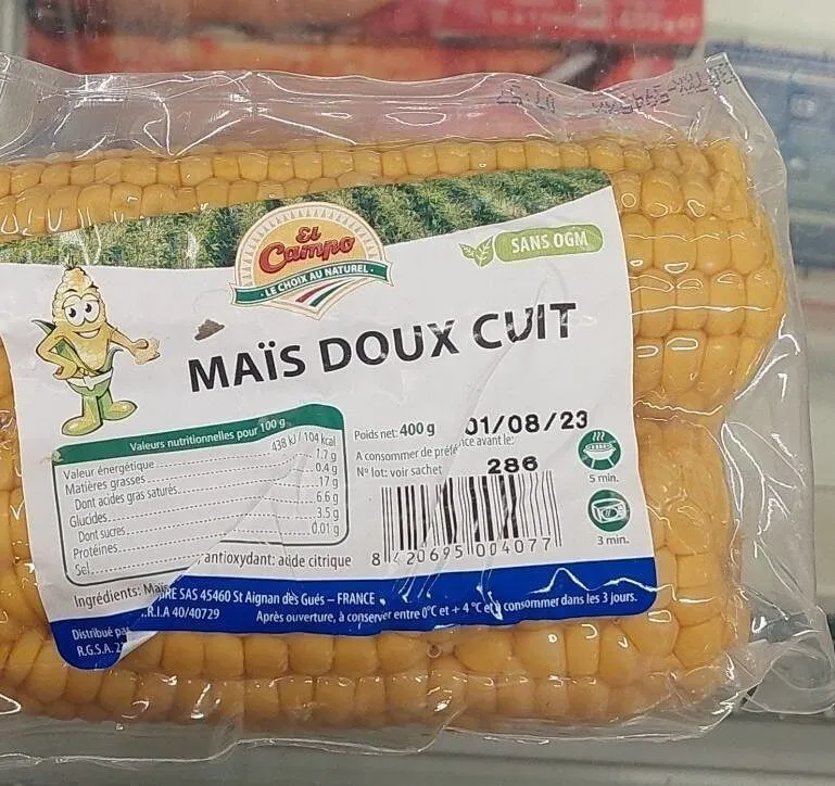 Mais doux cuit