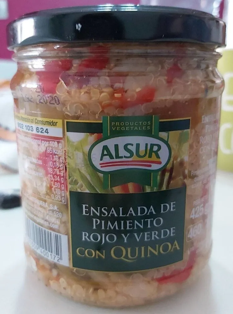 Ensalada de pimiento rojo y verde con quinoa