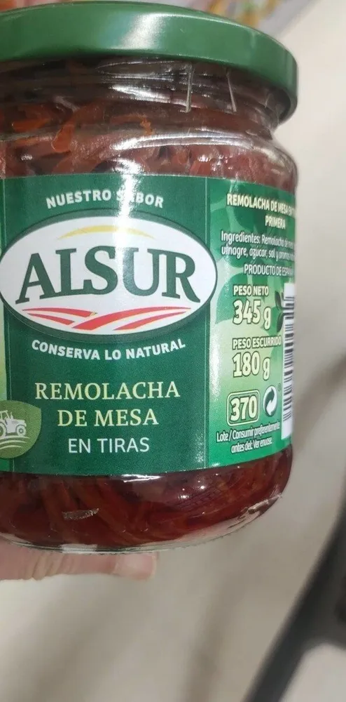 Remolacha de mesa en tiras