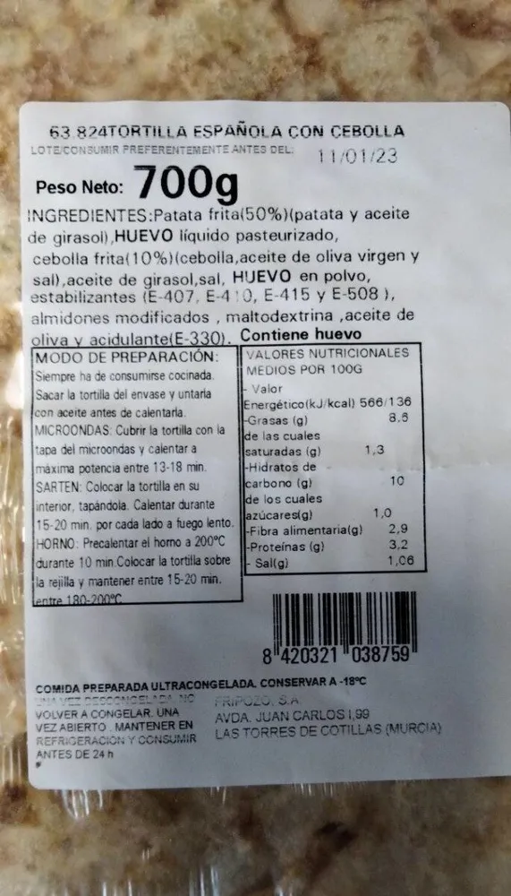 Tortilla española con cebolla