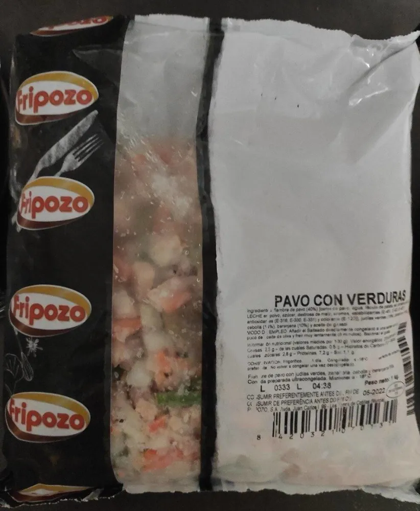Pavo con verduras congelado