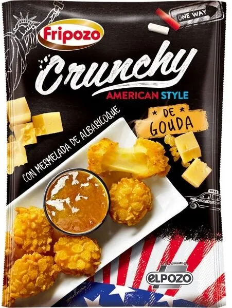 Crunchy american style de queso gouda con mermelada de albaricoque