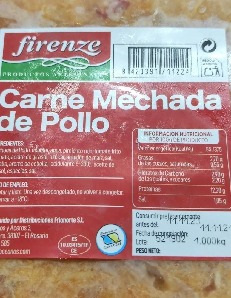 Carne mechada de pollo