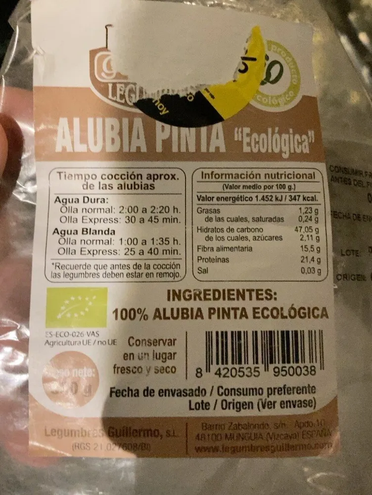 Alubia pinta ecológica