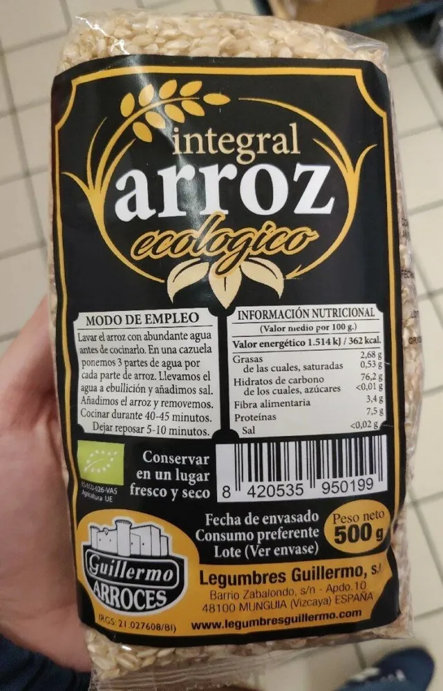 Arroz integral ecológico