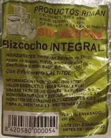 Bizcocho integral sin azúcar