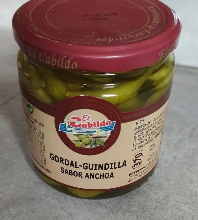Aceitunas Gordal-Guindilla sabor anchoa