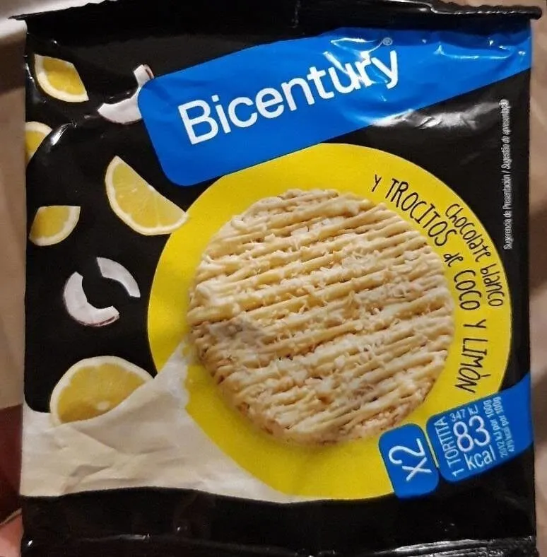 Tortitas arroz con chocolate blanco trocitos de coco y limón