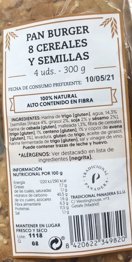 Pan burguer 8 cereales y semillas