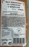 Pan rebanado 15 cereales y semillas