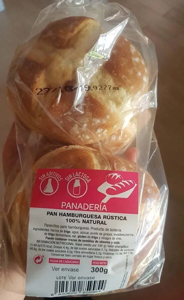 Pan hamburguesa rústica 100% natural