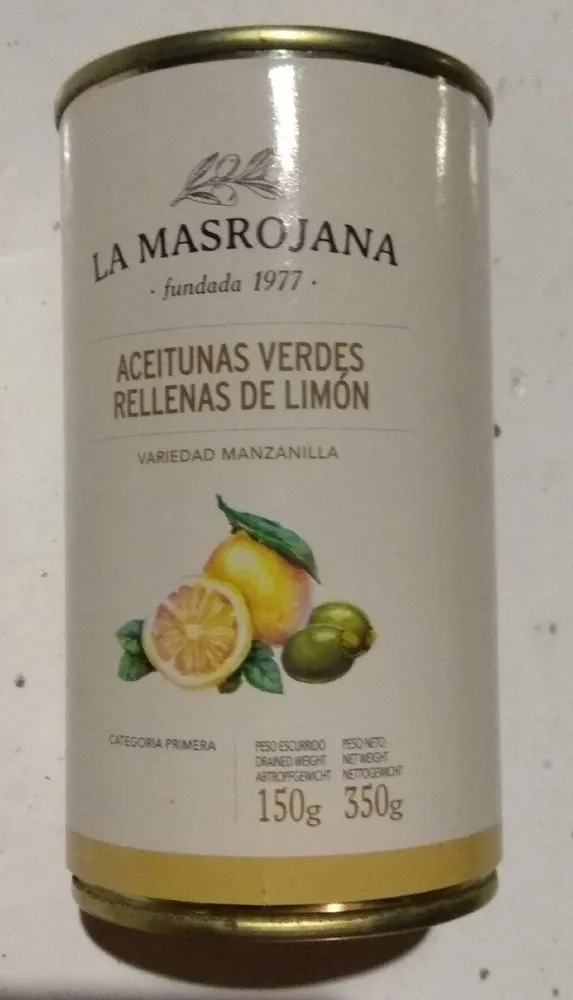 Aceitunas verdes rellenas de limón