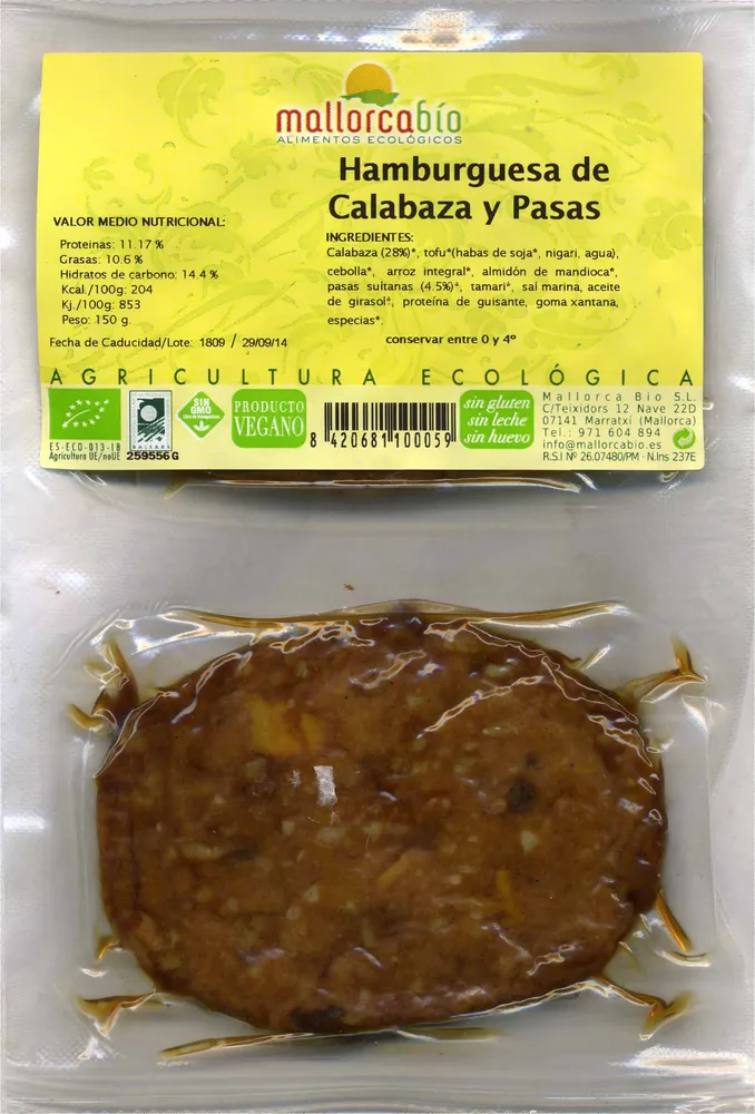 Hamburguesas vegetales Calabaza y pasas