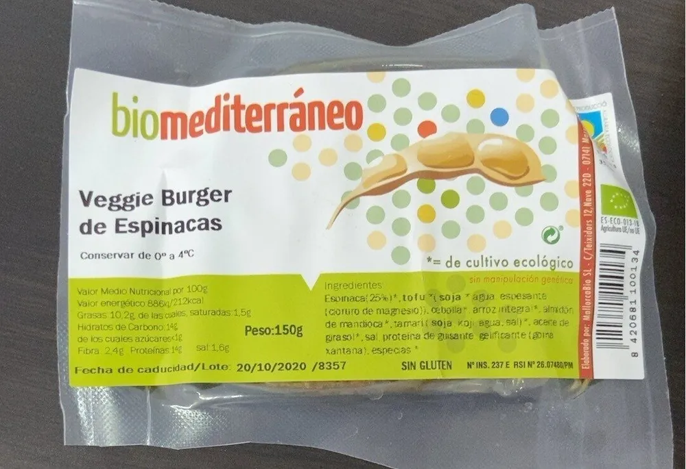 Veggie burger de espinacas