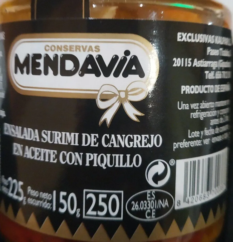 Ensalada surimi de cangrejo