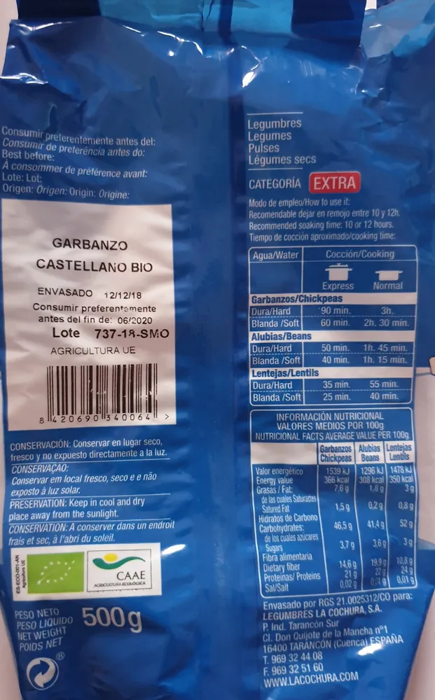 Garbanzo castellano bio