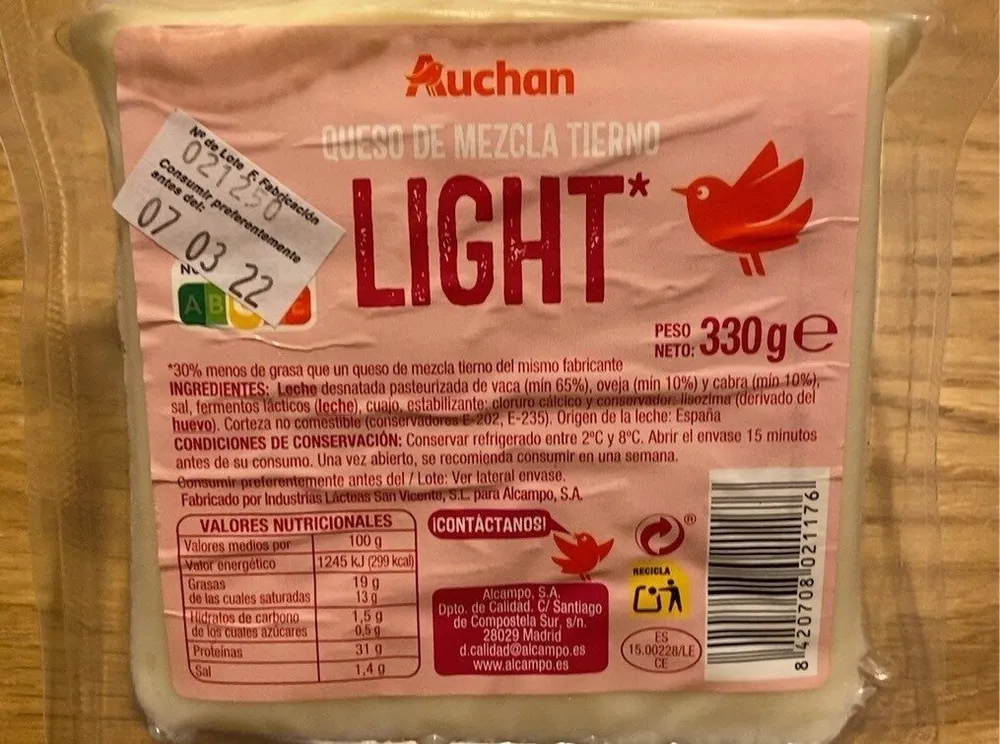 Queso de mezcla tierno light