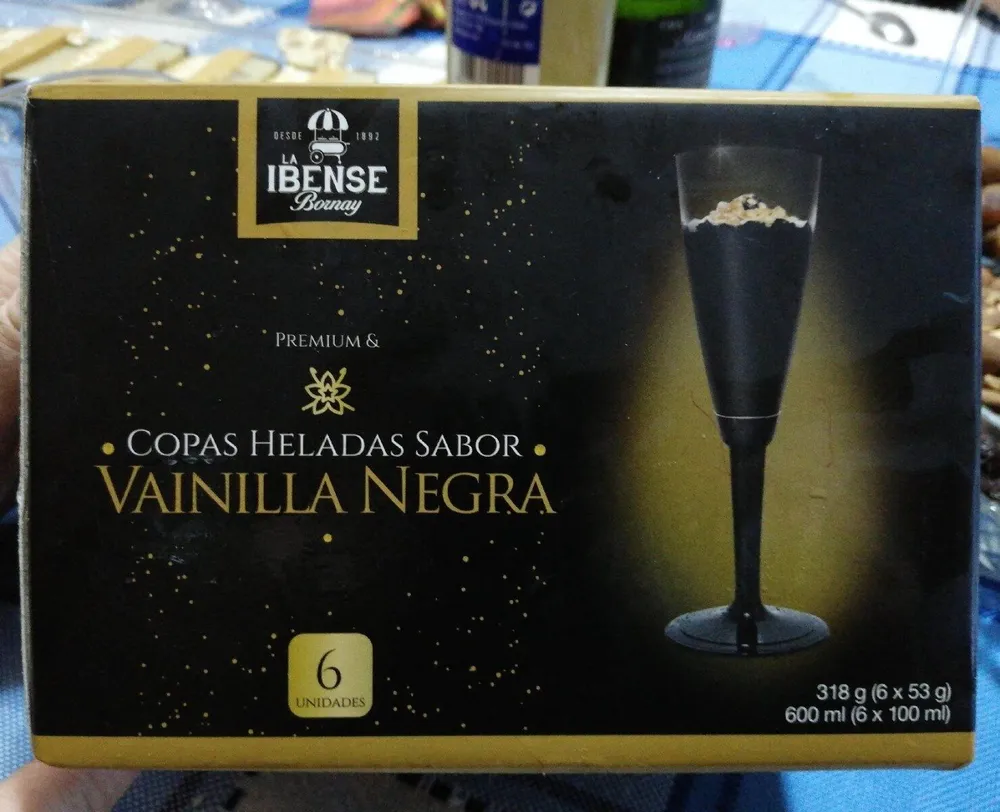 Copas heladas sabor vainilla negra