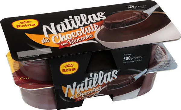 Natillas de chocolate con bizcocho