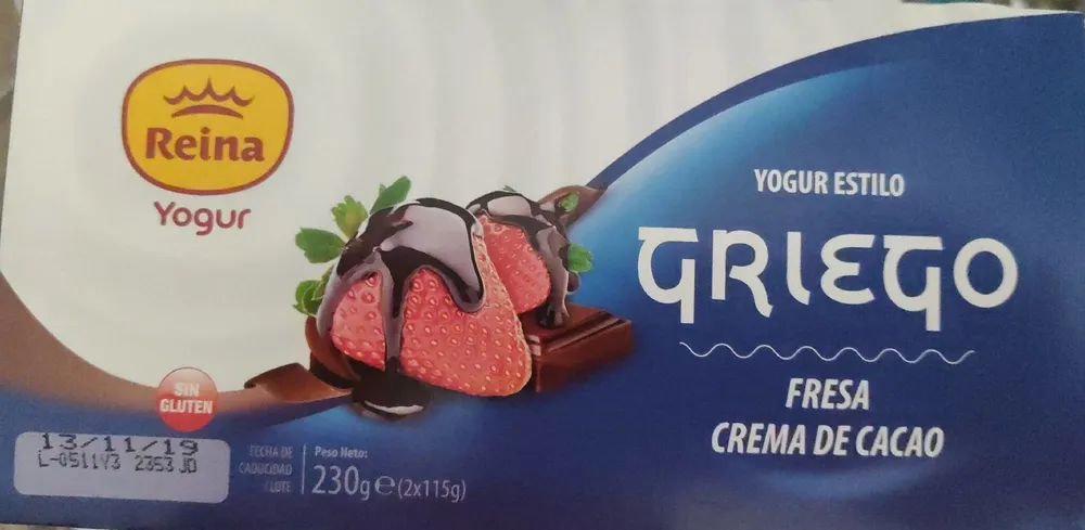 Yogur estilo griego (Fresa - Crema de cacao)