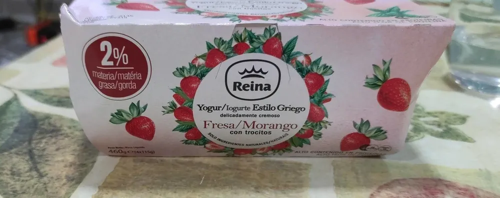 Yogur iogurte Estilo griego fresa morango con trocitos