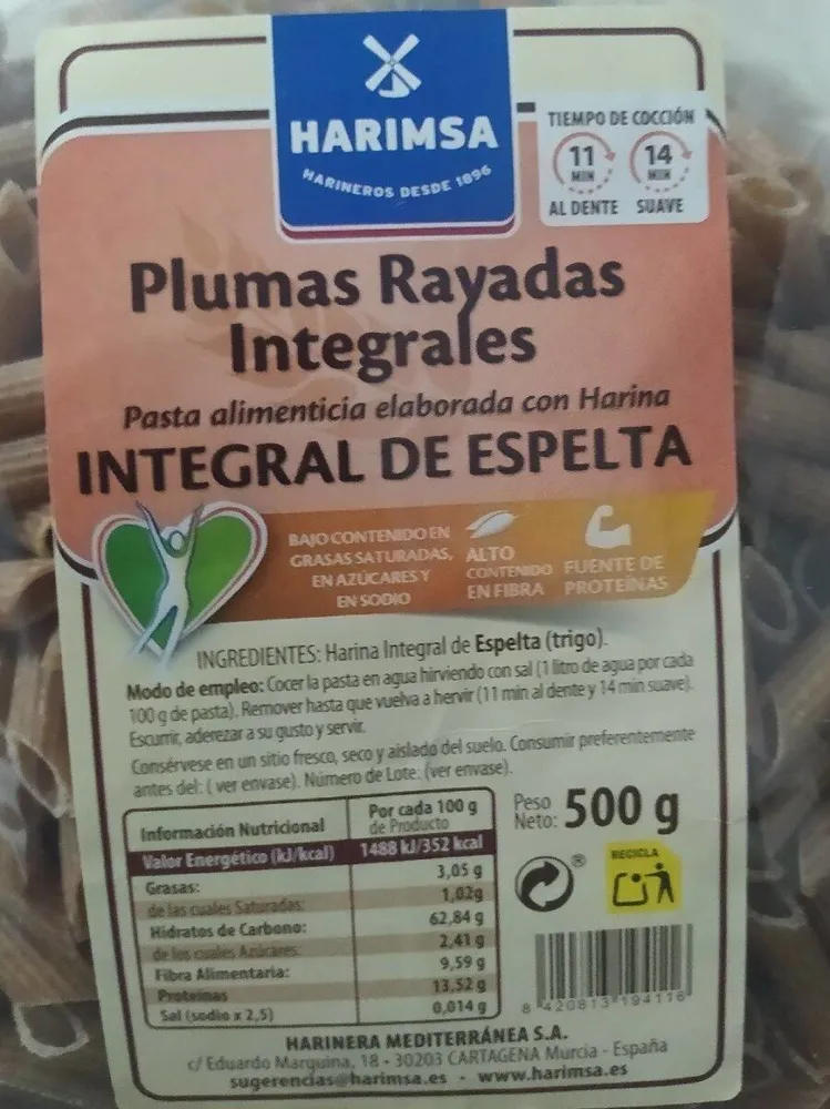 Plumas rayadas integrales de espelta