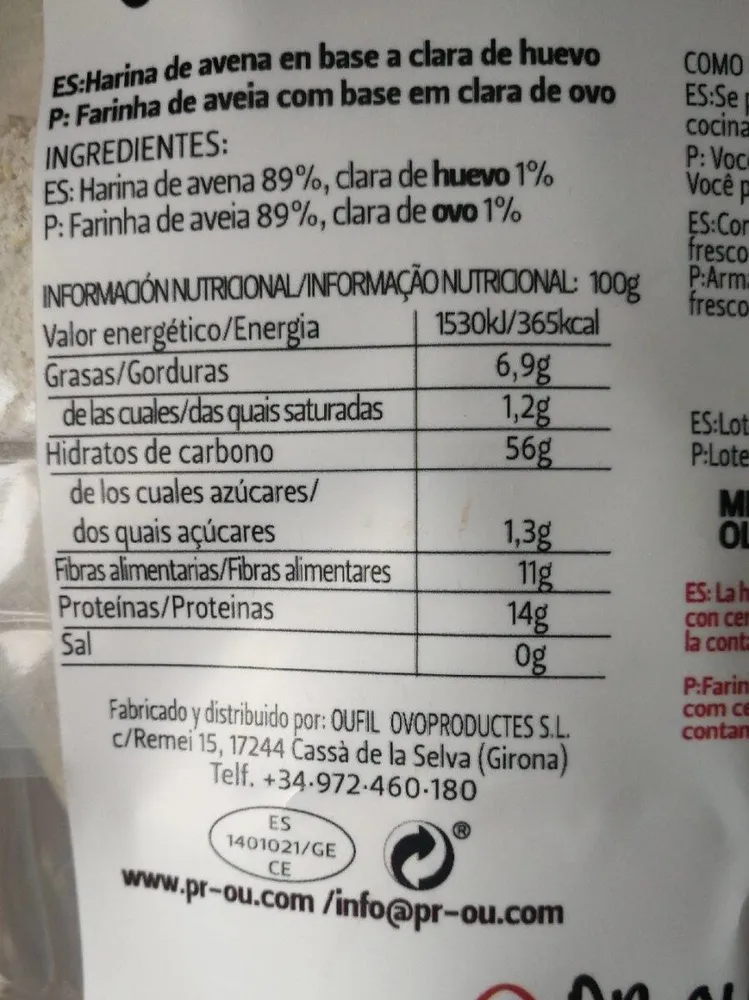 HARINA DE AVENA NEUTRA