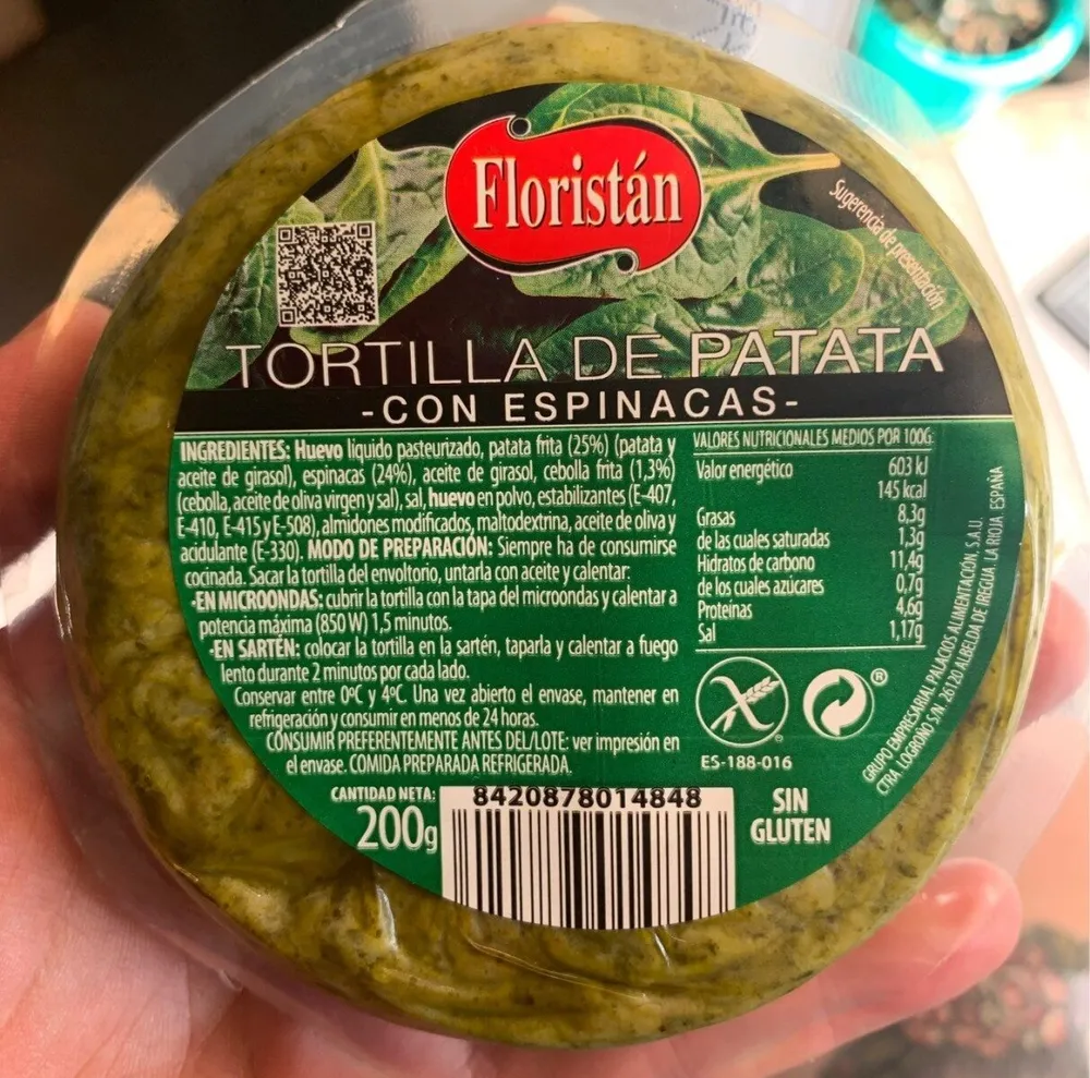 Tortilla de patata con espinacas