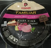 Pizza familiar jamón, bacon y queso masa fina
