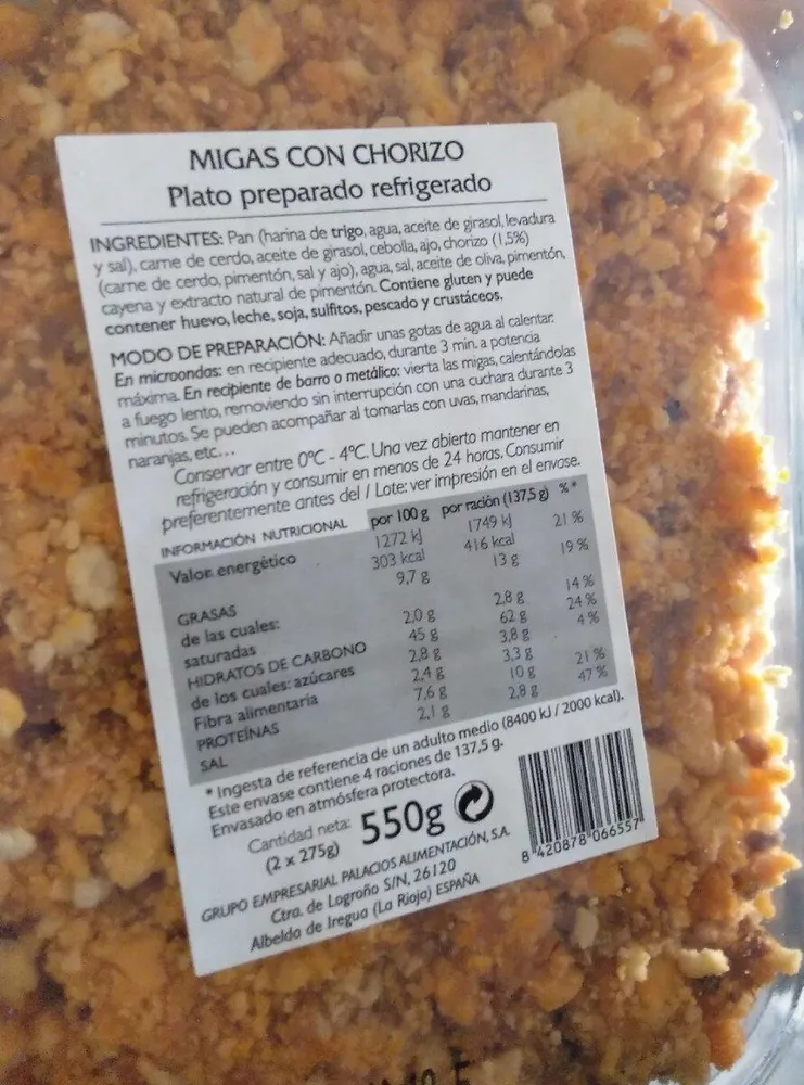 Migas con chorizo