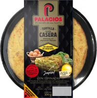 Tortilla de patata casera con espinacas sin gluten sin lactosa