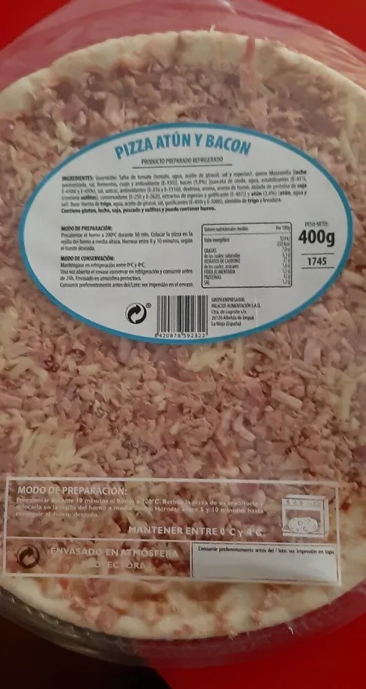 Pizza atún y bacón