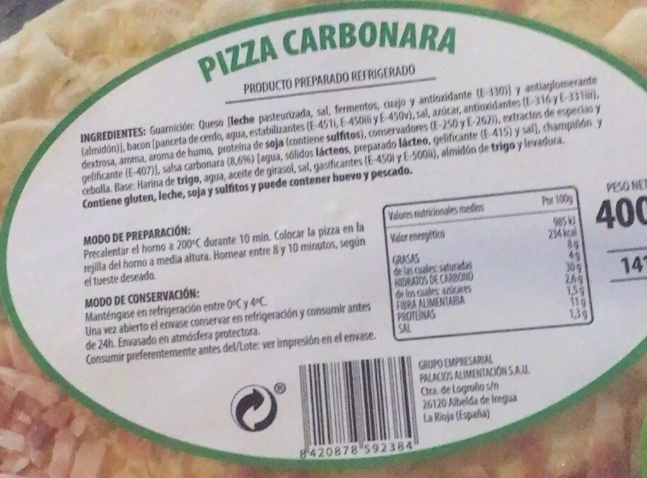 Pizza carbonara