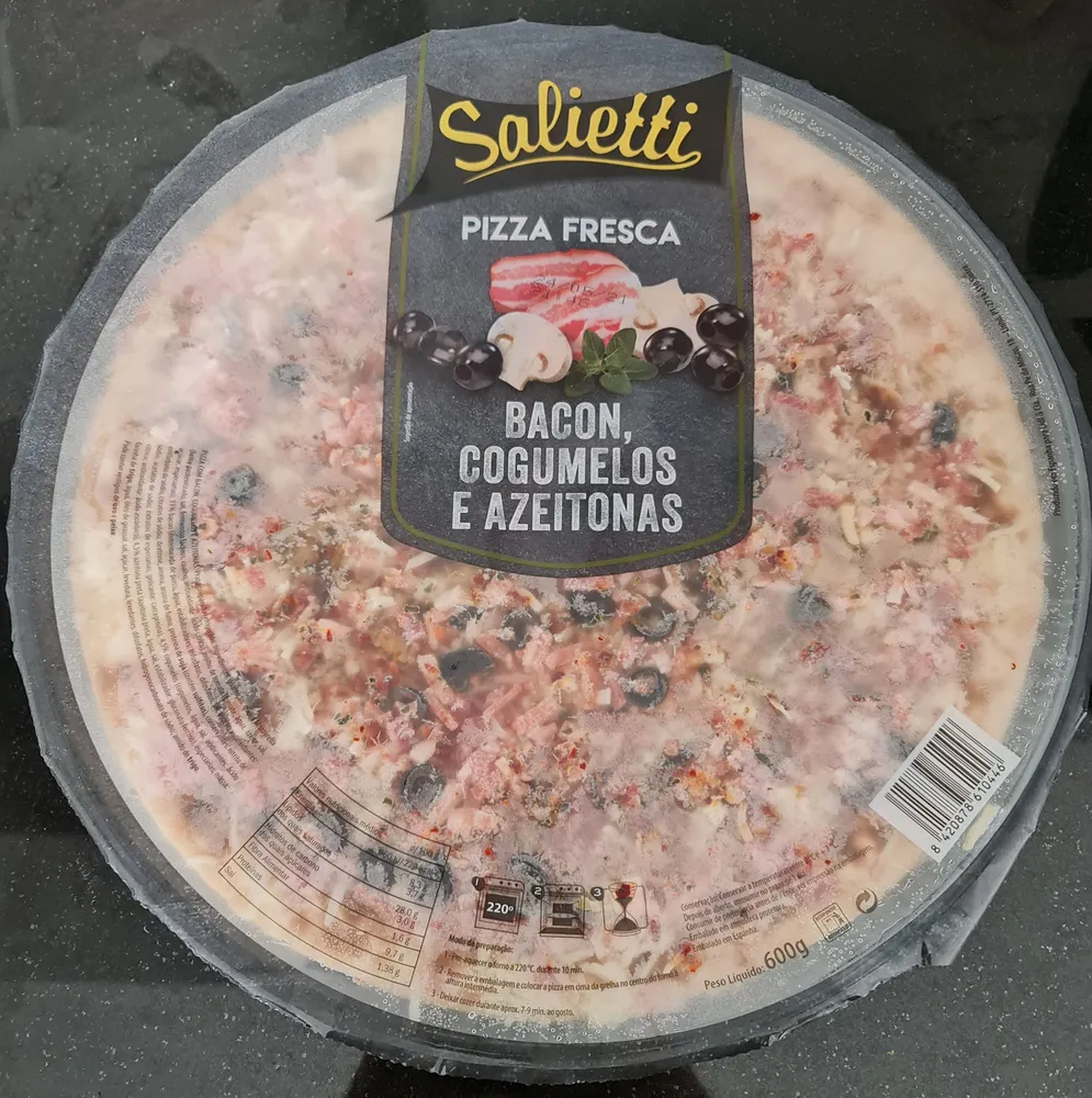 Pizza Fresca Bacon, Cogumelos e Azeitonas