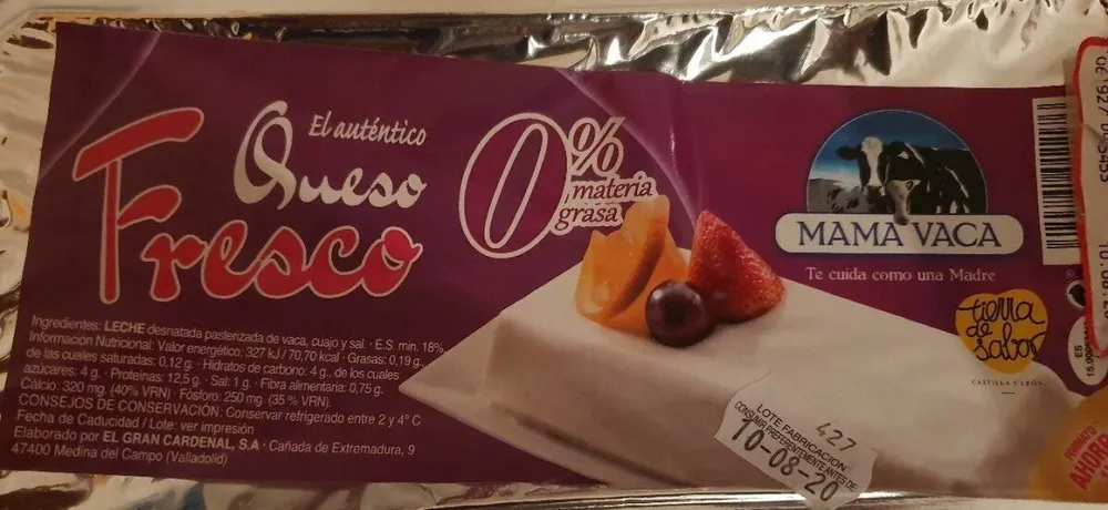 Queso fresco 0% materia grasa