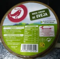 Queso curado de oveja elaborado con leche cruda
