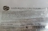 Lasaña boloñesa ultracongelada