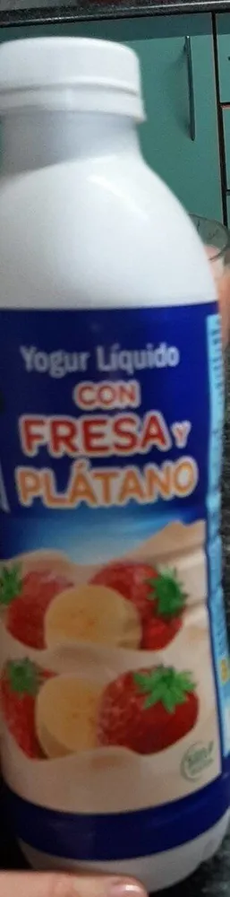 Yogur líquido con fresa y plátano