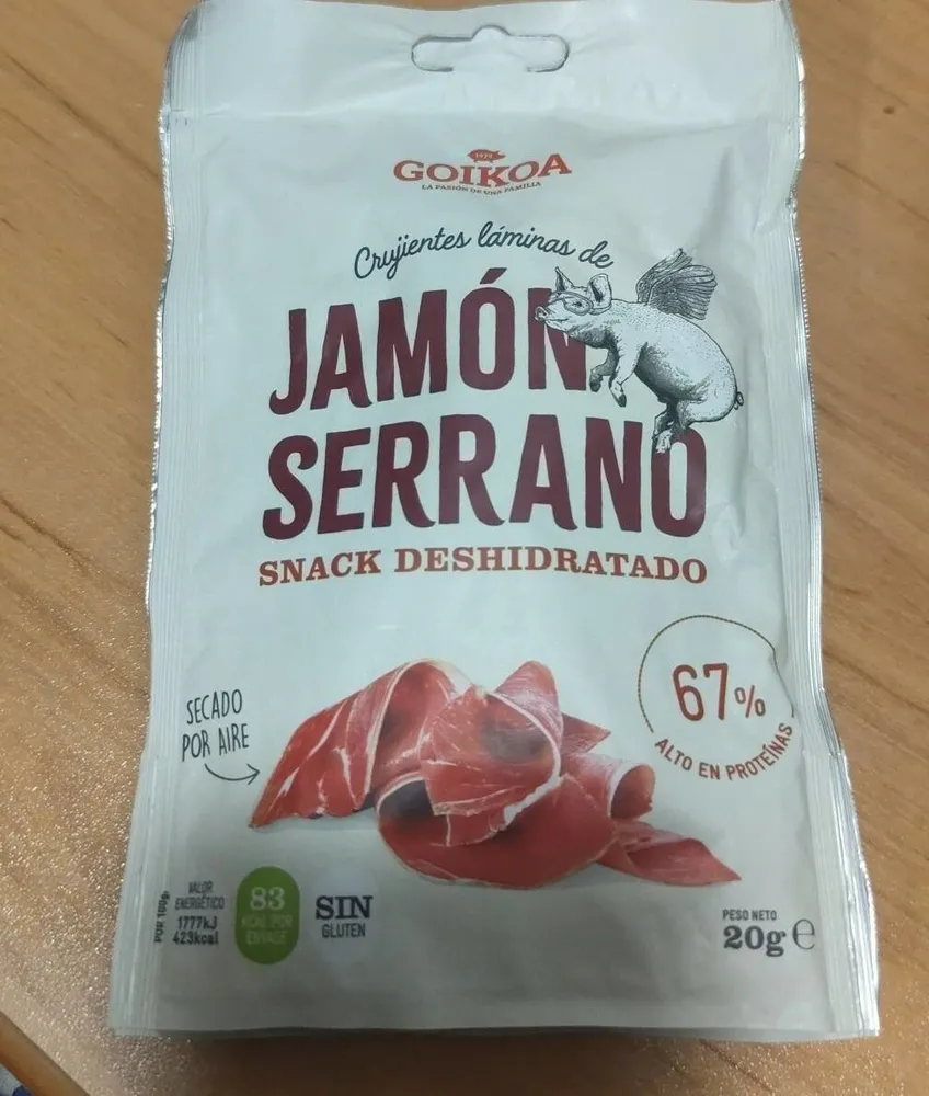 Crujientes láminas de jamón serrano snack deshidratado