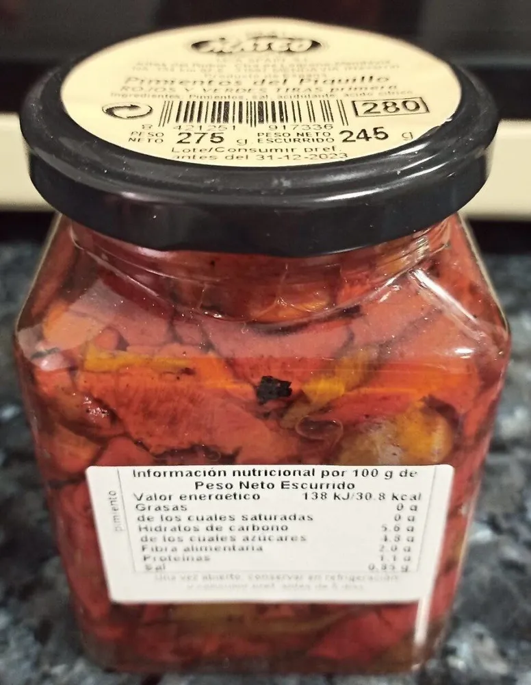 Pimientos del piquillo (rojos y verdes tiras primera)