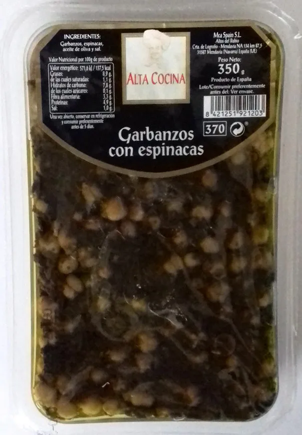 Garbanzos con espinacas
