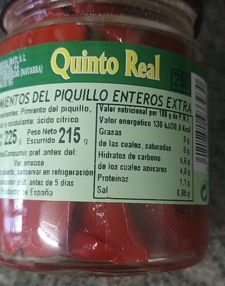 Pimiento entero piquillo extra