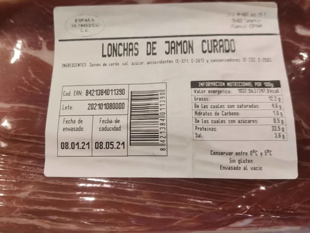 Lonchas de jamón curado