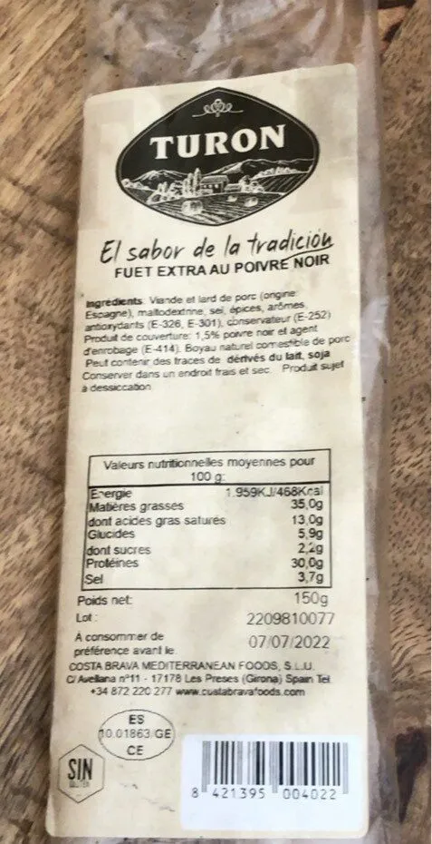 Fuet extra au poivre noir